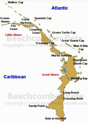 Map of Abaco Islands Bahamas
