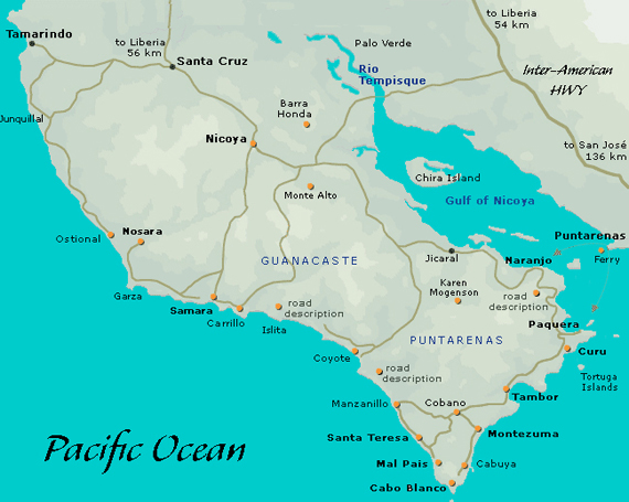 Beachcomber Pete Map of Nicoya Peninsula
