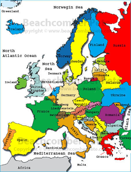 Europe Map-Beachcomber Pete