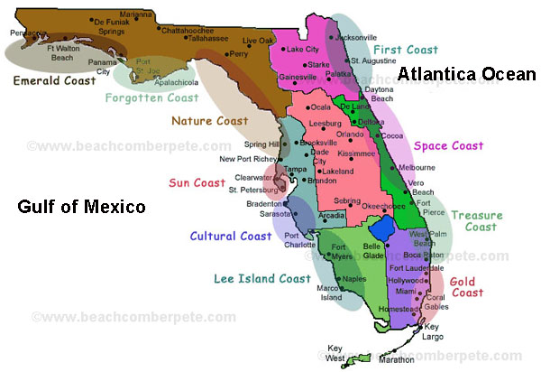 Map of Florida Coastal Regions