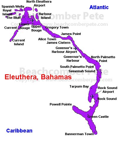 Map of Eleuthera Bahamas