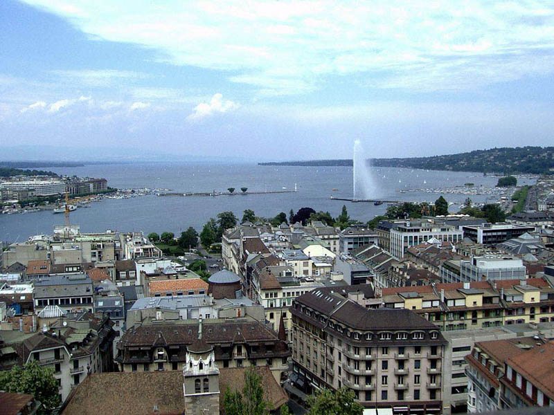 Lake Geneva and Geneva Switzerland