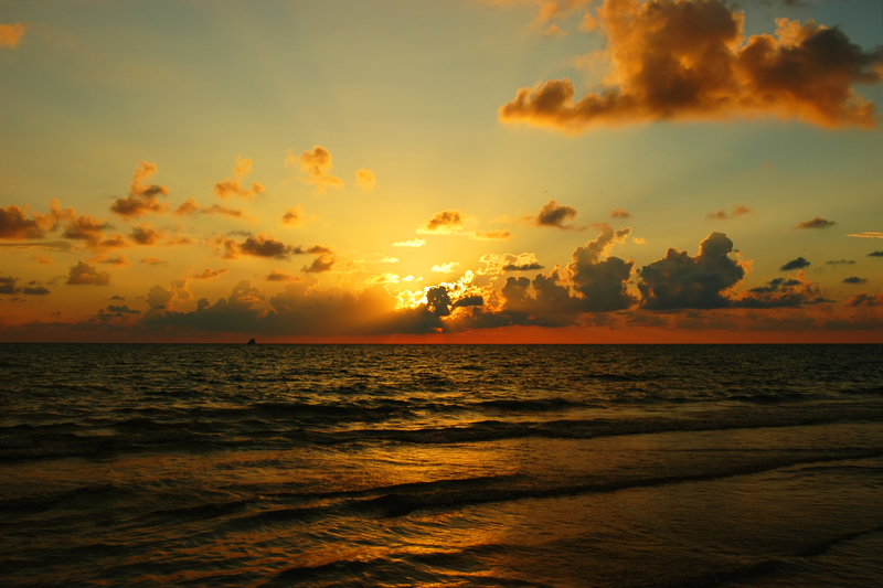 Sunset at Naples Beach, Gulf of Mexico, Florida