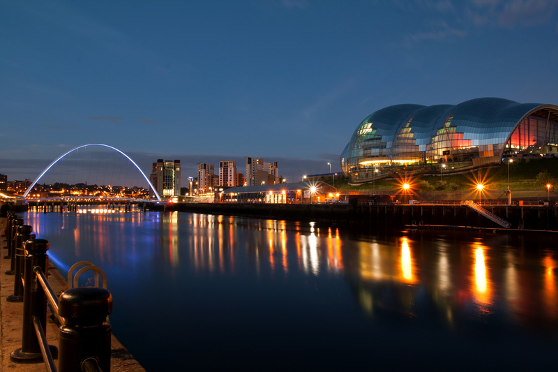 Newcastle at Night with Millennium bridge, Newcastle, England