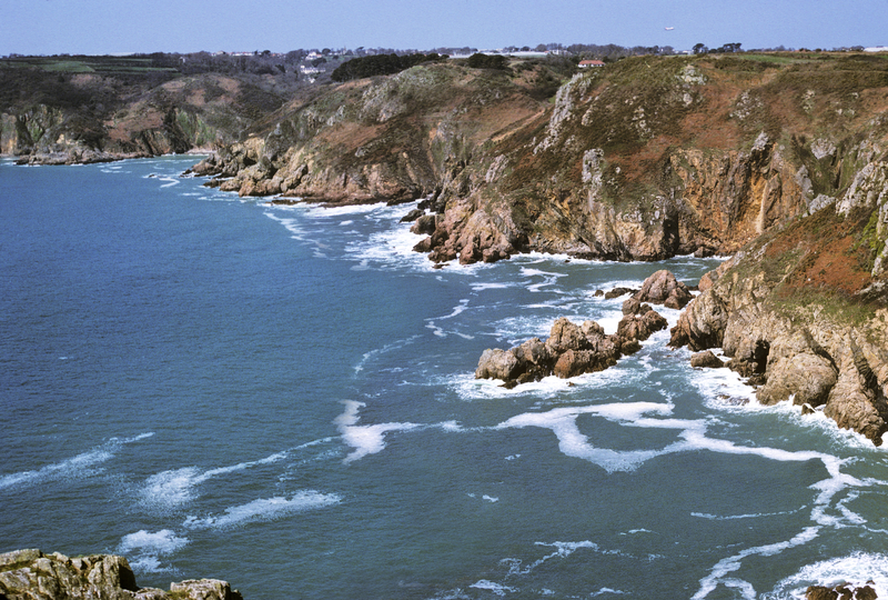 Rocky coast in Guernsey island, English Channel, Europe