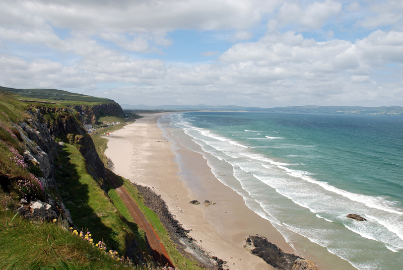 The beach and coastline at Downhill on the Derry coast of Northern Ireland.