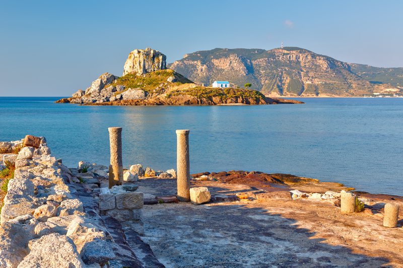 Island Kastri and ruins on Kos, Greece