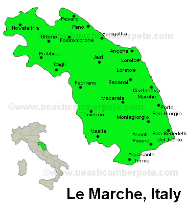 Map of Le Marche, Italy