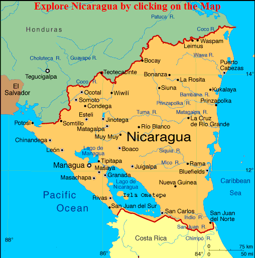 Beachcomber Pete Map of Nicaragua