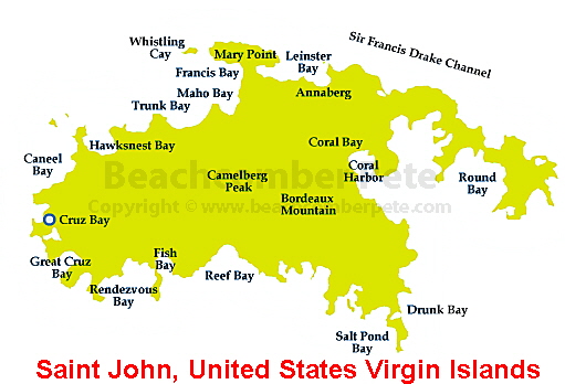 Map of Saint Johns, United States Virgin Islands